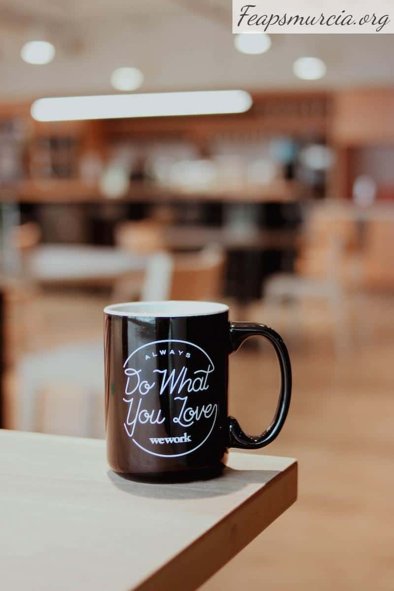 a coffee cup on a table